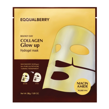 EQQUALBERRY – Collagen Glow Up Hydrogel Mask – Brightensglowing collagen face mask – 30g