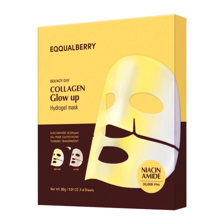 EQQUALBERRY – Collagen Glow Up Hydrogel Mask – Set Brightensglowing collagen face masks – 4x30g