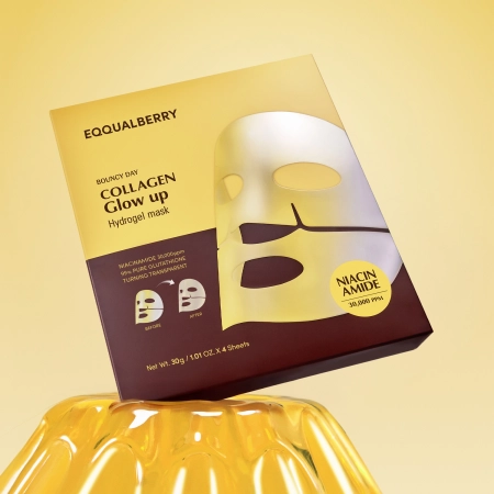 EQQUALBERRY – Collagen Glow Up Hydrogel Mask – Set Brightensglowing collagen face masks – 4x30g