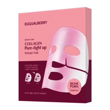 EQQUALBERRY – Collagen Pore Tight Up Hydrogel Mask – Collagen Pore Tightening Face Mask Set – 4x30g