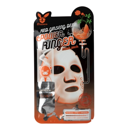 Elizavecca – Red Ginseng Deep Power Ringer Mask Pack – Ginseng Mask in Sheet – 23ml