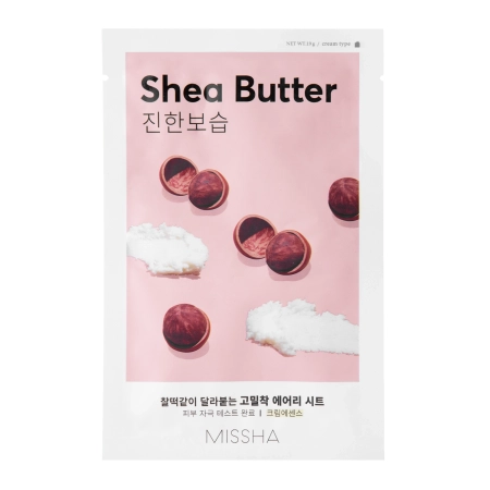 Missha – Airy Fit Sheet Mask – Shea Butter – Moisturizing and Nourishing Sheet Mask – 19g