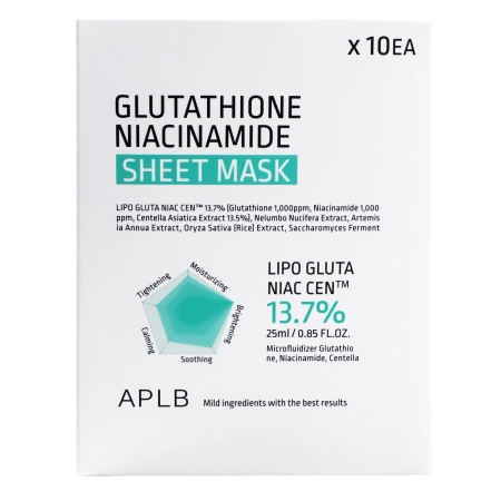 APLB – Glutathione Niacinamide Sheet Mask Set – Brightening Face Mask Set – 10x25ml