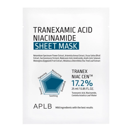 APLB – Tranexamic Acid Niacinamide Sheet Mask – Brightening and Moisturizing Sheet mask for Face – 1pc/25ml