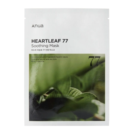 Anua – Heartleaf 77% Soothing Sheet Mask – Moisturizing and Soothing Mask with 77% Heartleaf Extract -1pc/25ml