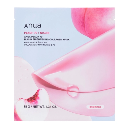Anua – Peach 70 Niacin Brightening Collagen Mask – Brightening Sheet mask with Collagen – 38g