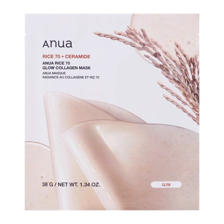 Anua – Rice 70 Glow Collagen Mask – Brightening Sheet mask with Collagen – 38g