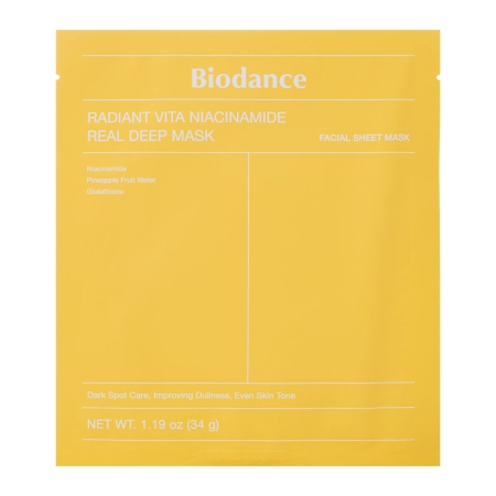 Biodance – Radiant Vita Niacinamide Real Deep Mask – Illuminating Face Mask – 1pc/34g