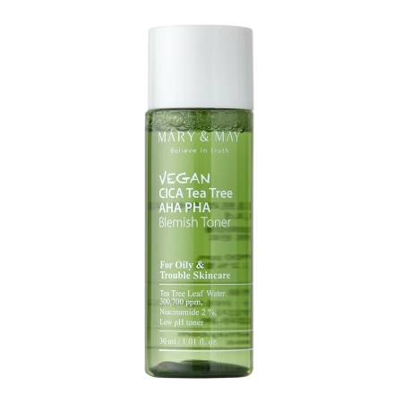 Mary&May – Vegan CICA Tea Tree AHA PHA Toner – Vegan Acid Toner – 30ml