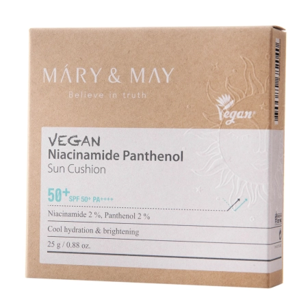 Mary&May – Vegan Niacinamide Panthenol Sun Cushion SPF50+/PA++++ – Pillow Filter Cream – 25g