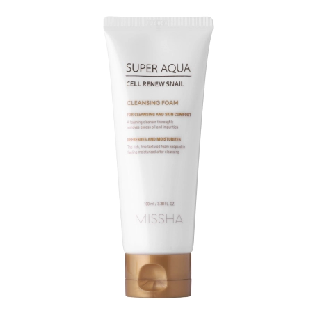 Missha – Super Aqua Cell Renew Snail Cleansing Foam – Moisturizing Face Wash – 100ml