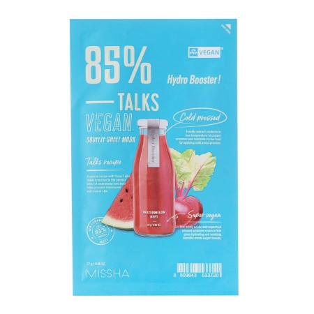 Missha – Talks Vegan Squeeze Sheet Mask – Hydro Booster – Moisturizing Sheet Mask – 27g