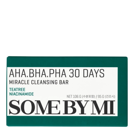 Some By Mi – AHA BHA PHA 30 Days Miracle Cleansing Bar – Facial Cleansing Soap with AHA/BHA/PHA Acids – 95g