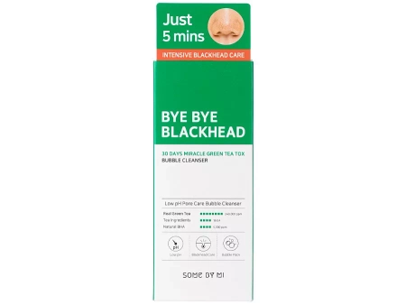 Some By Mi – Bye Bye Blackhead 30 Days Miracle Green Tea Tox Bubble Cleanser – Purifying Face Wash Foam with Green Tea Extract – 120ml