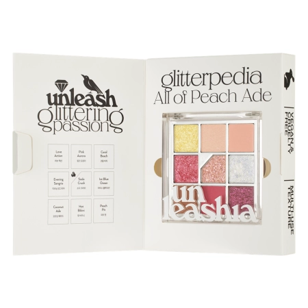 Unleashia – Glitterpedia Eye Palette – Vegan Eye Shadow Palette – 7 All of Peach Ade – 6.6g