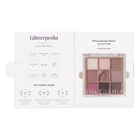 Unleashia – Glitterpedia Eye Palette – Vegan Eyeshadow Palette – 5 All of Dusty Rose – 6.6g