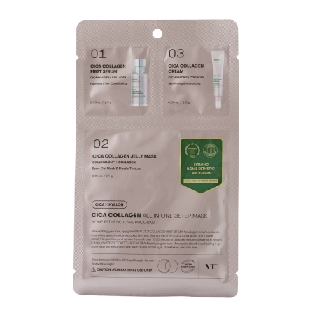 VT Cosmetics - CICA Collagen All In One 3 Step Mask - Moisturizing-Regenerating Sheet Face Mask - 1.5g+1.5g+25g