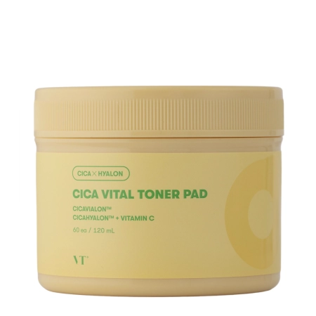 VT Cosmetics - Cica Vital Toner Pad - Illuminating Facial Pads with Vitamin C - 60pcs/120ml